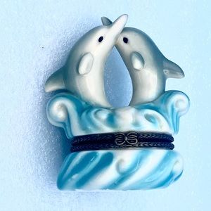 Ceramic Dolphin Trinket Box